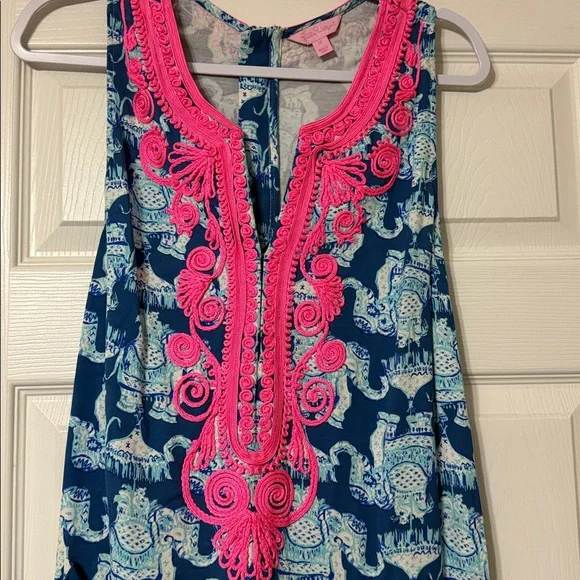 Lilly Pulitzer Blue and Pink Elephant Print Dress - Picture 3 of 10